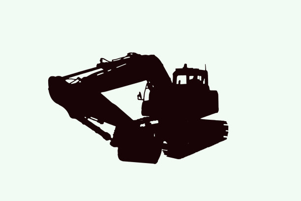 挖掘机装载机剪影图片下载