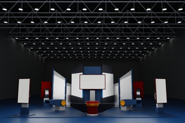 展厅展销会展台展示模型设计，三维渲染。图片下载