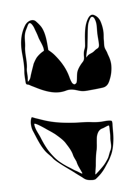 夏季泳装比基尼手绘水墨画图片下载