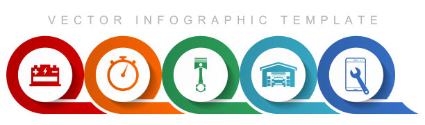 车间图标集，杂图标，如电池，定时器，活塞，汽车清洗和电话服务的网页设计和移动应用程序，平面设计信息图矢量模板在eps 10图片下载