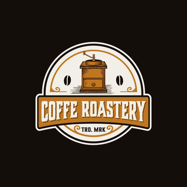 咖啡复古徽章矢量模板。咖啡饮料豆图形插图徽记风格。图片下载