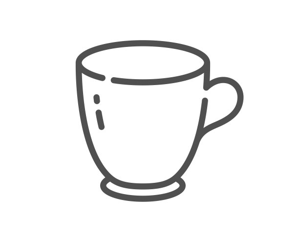 茶杯线图标。餐具咖啡杯标志。向量图片下载