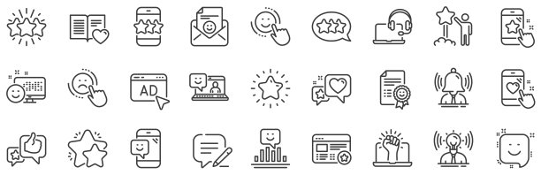 反馈线图标。用户意见，客户服务和星级。向量图片下载