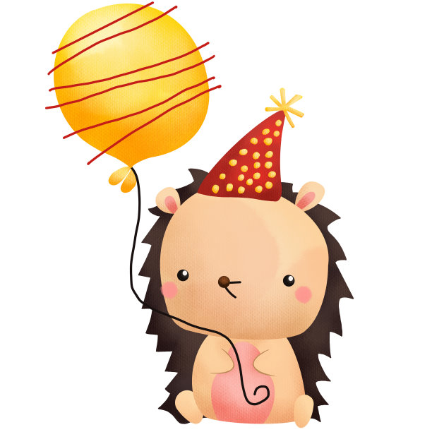 一只刺猬庆祝生日的水彩画图片下载