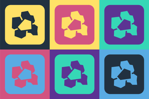 波普艺术金块图标孤立的颜色背景。矿产博尔德。向量图片下载