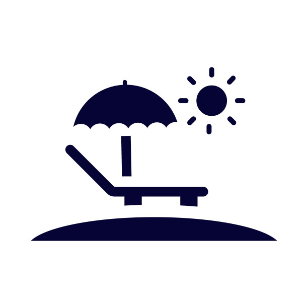 太阳，雨伞，沙滩，沙滩床，夏日的象征图片下载