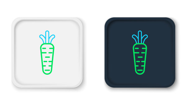 线胡萝卜图标孤立在白色背景。彩色轮廓概念。向量图片下载