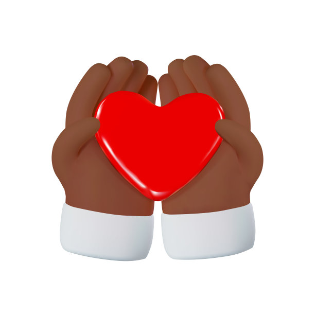 慈善图标3d渲染。手握红心。矢量插图的媒体，网络，传单。图片下载