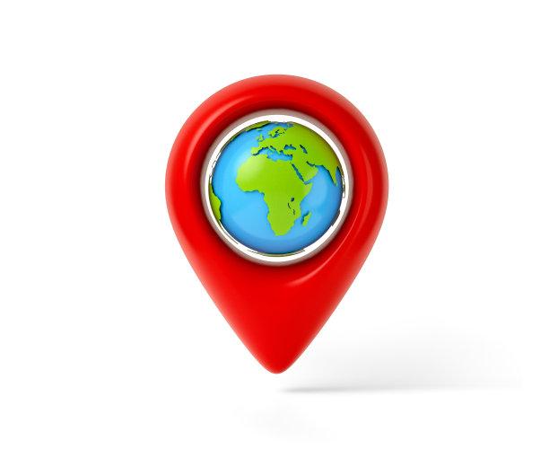 红色地图指针与地球地球仪。世界旅行或GPS导航概念。地球日概念。3 d渲染。图片下载