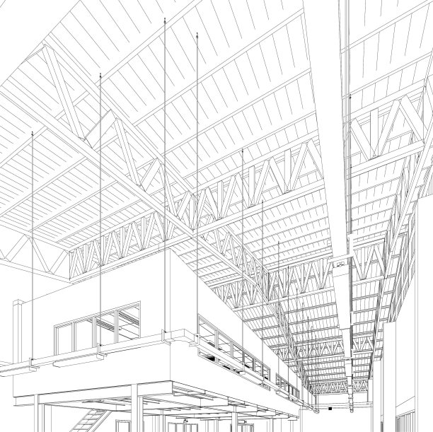 工业建筑的三维插图图片下载