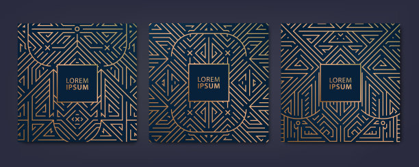 矢量套豪华封面模板，广场线装饰艺术图案。花式设计元素的标语牌，横幅，传单，演示文稿和卡片。图片下载