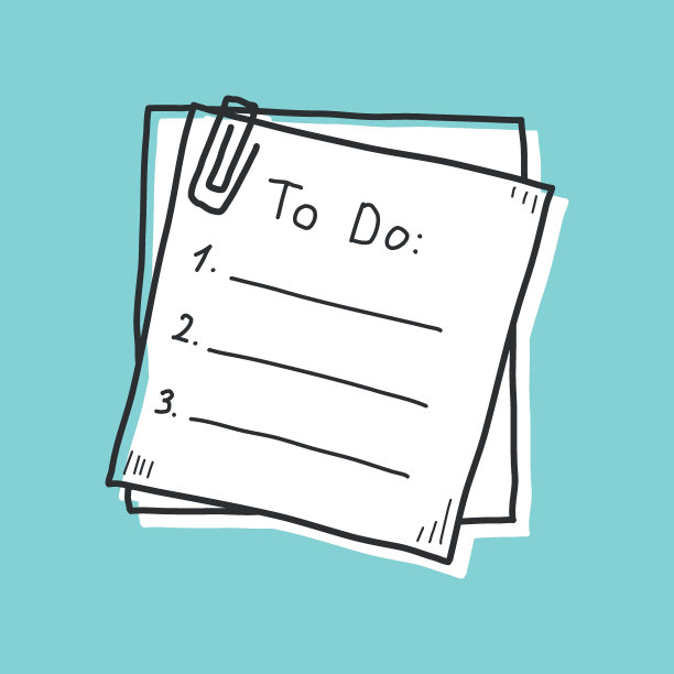 手绘备忘录纸图标在平面风格。便利贴矢量插图在孤立的背景。要做清单招牌的经营理念。图片下载