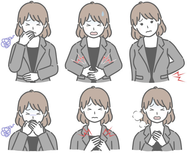 一个穿着西装，身体不适的年轻女子图片下载