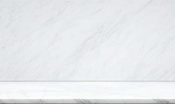 空白色大理石桌面上的白墙模拟横幅抽象背景显示您的包装或模型设计模板，3d渲染图片下载