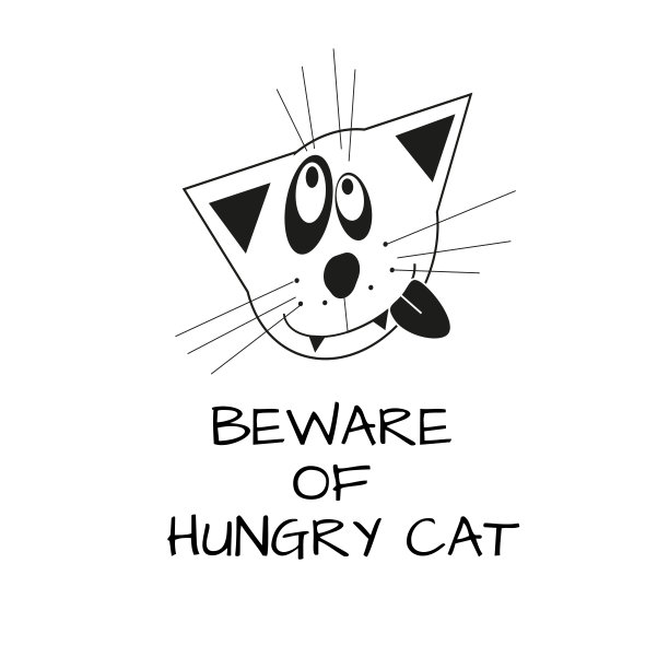 “小心饥饿的猫”插图，疯狂的野猫脸，神经病宠物图片下载