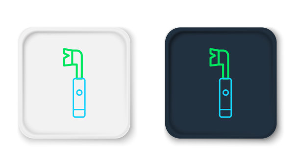 线条电动牙刷图标孤立在白色背景上。彩色轮廓概念。向量图片下载
