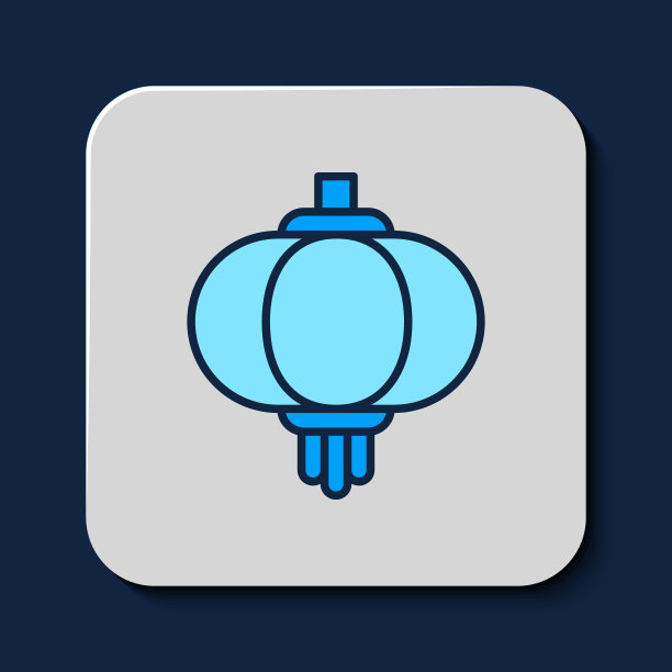 蓝色背景上的中式纸灯笼图标矢量图图片下载