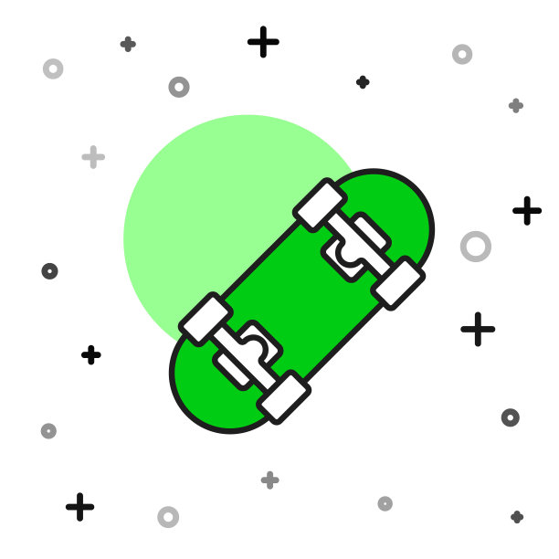 填充轮廓滑板图标孤立在白色背景。极限运动。运动设备。向量图片下载