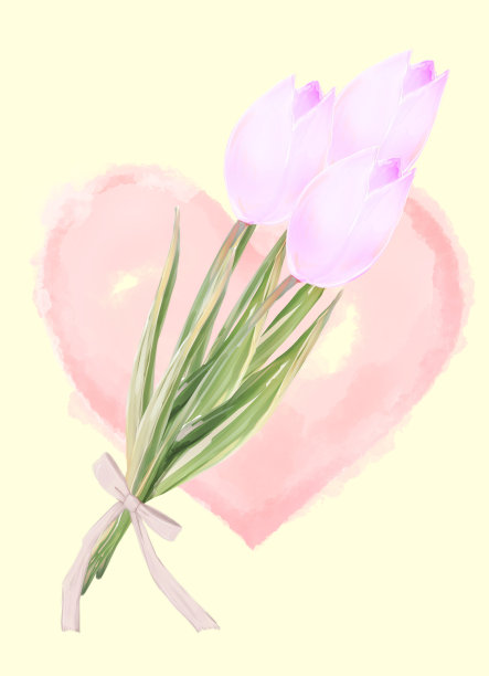 可爱的粉色郁金香插图图片下载