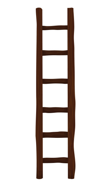 乡村木制楼梯在卡通风格的白色背景，矢量插图图片下载