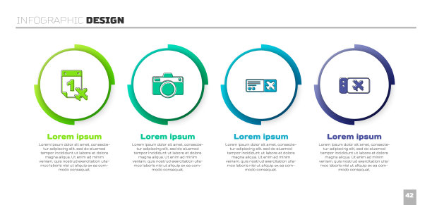 设置日历和飞机，照片相机，机票和。业务信息图模板。向量图片下载