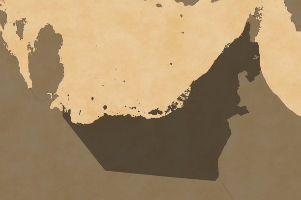 阿拉伯联合酋长国亚洲地图系列，旧纸，有边界图片下载