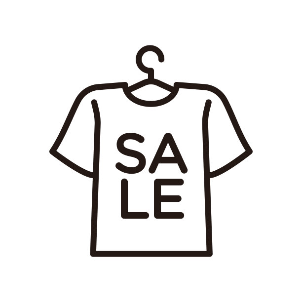 t恤在衣架上。出售。衬衫图标矢量。图片下载