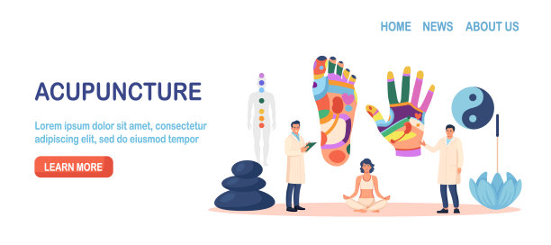 针灸疗法，预防疾病的替代疗法。有相应内脏器官描述的反射图。缓解压力。针灸师分析手、脚的反射区图片下载