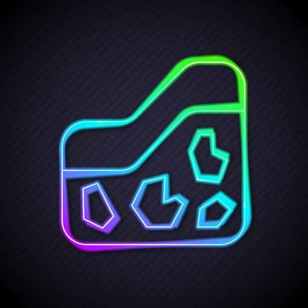 发光的霓虹灯线地面图标隔离在黑色背景上。向量图片下载