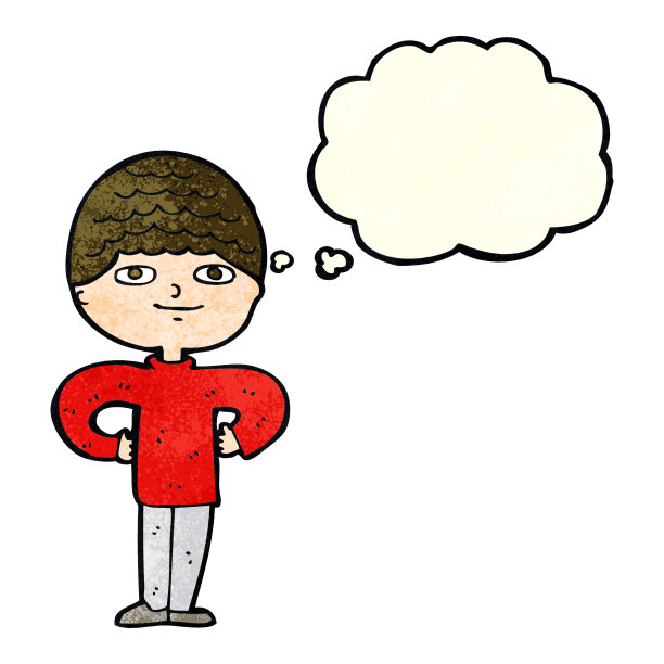 卡通自豪的男人与想法泡泡图片下载