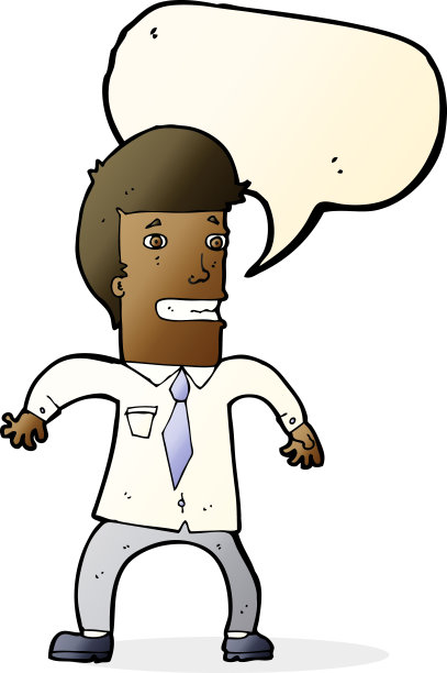 卡通紧张的商人与演讲泡沫图片下载