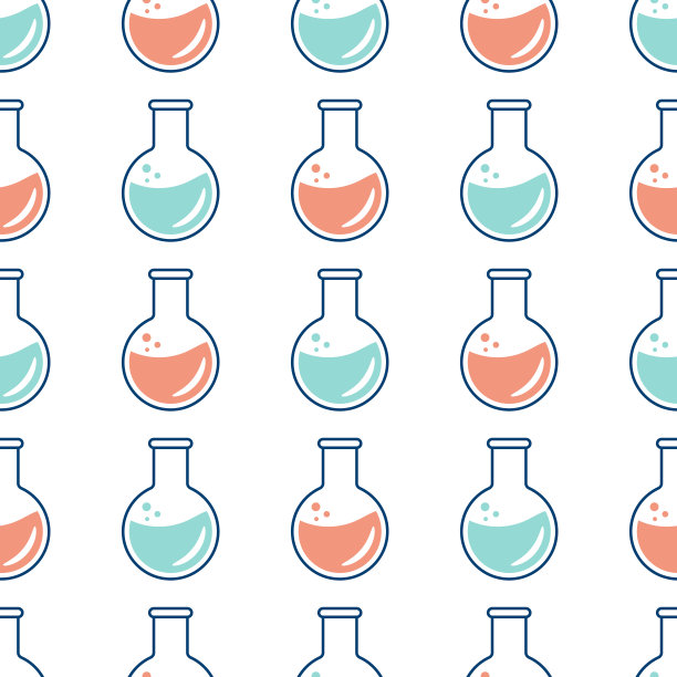 无缝模式的化学主题与烧瓶，试管，分子图片下载