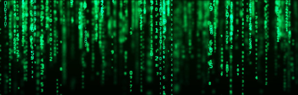 数字背景绿色矩阵。编码或黑客概念。随机数流。3 d渲染。图片下载