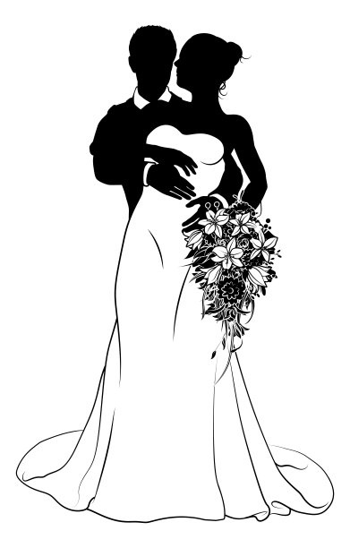 新娘和新郎夫妇婚纱剪影图片下载