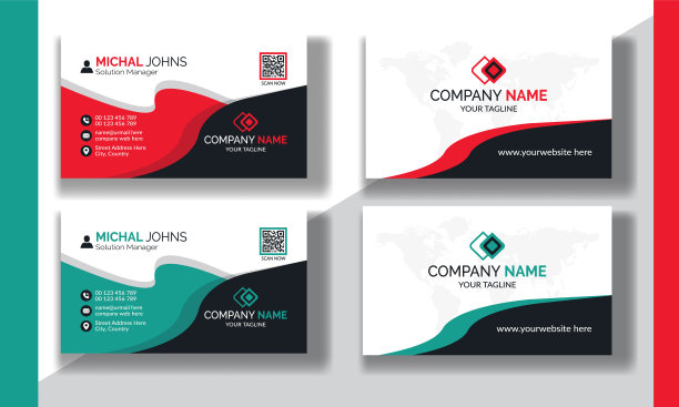 可编辑的清洁现代企业名片模板设计图片下载