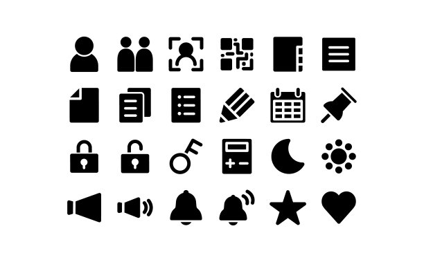 一组简单的黑色网页图标图片下载