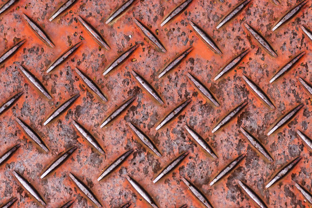 生锈的红色条纹钢板和背景材料图片下载