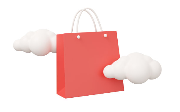 纸袋云3d渲染。最小的3d渲染插图隔离在白色背景上图片下载