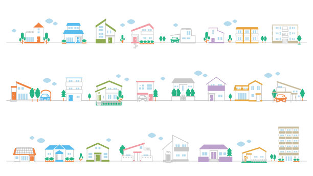 城市景观/建筑图标插图套装(平面)图片下载