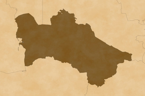 亚洲地图系列土库曼斯坦，旧纸，只有边界图片下载