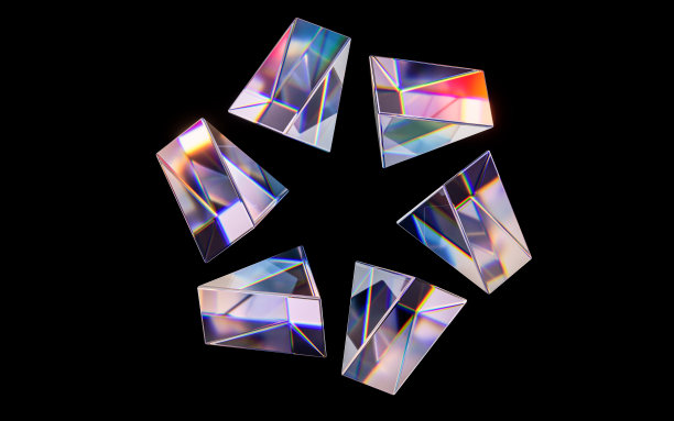 玻璃几何色散颜色，3d渲染。图片下载