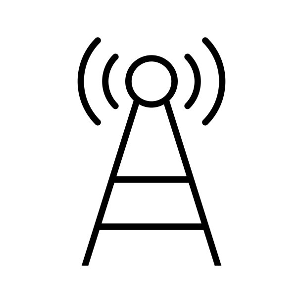 一个简单的通讯塔。天线和无线电波。向量。图片下载