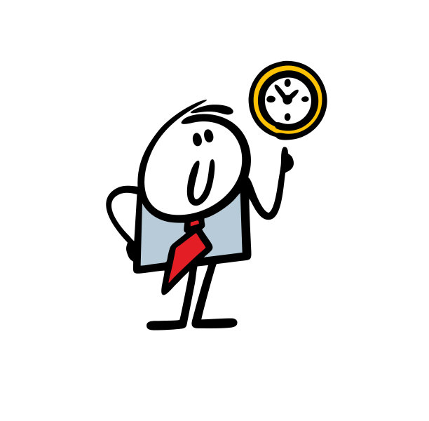 西装革履的商人用手指指着手表。图片下载