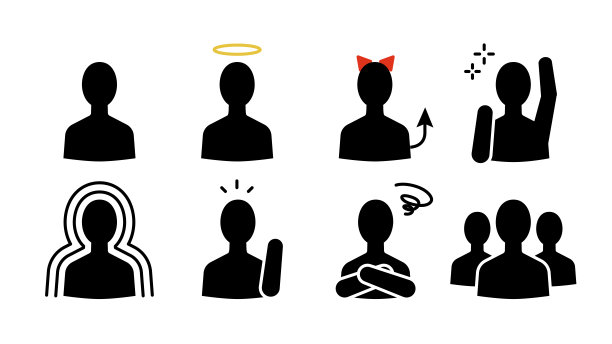 人们简单的剪影图标集图片下载