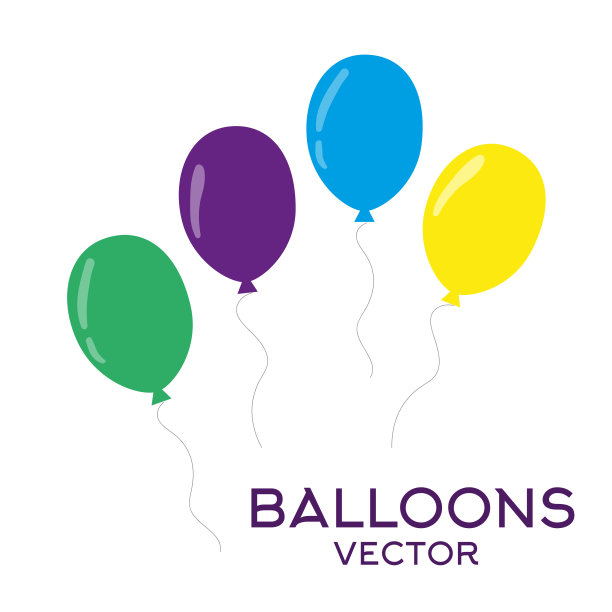一组卡通气球。生日和派对用的气球。扁平图标庆祝。矢量图图片下载
