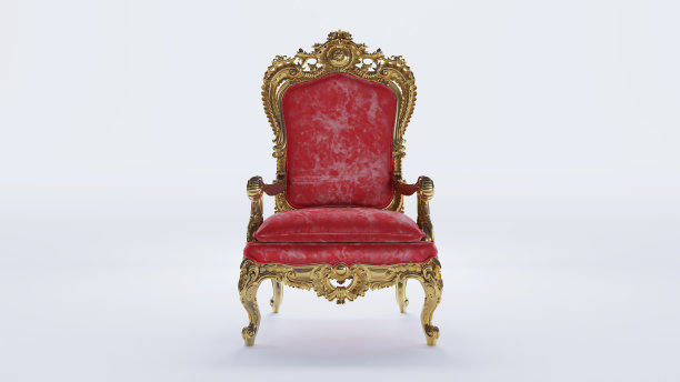 红色扶手椅孤立在白色背景上，闪烁着光芒图片下载