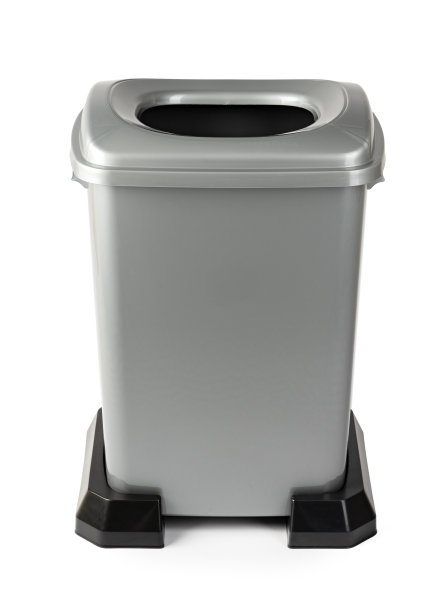 灰色的塑料垃圾桶隔离在白色上图片下载
