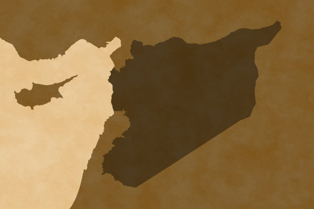 带有叙利亚的亚洲地图系列，旧纸图片下载