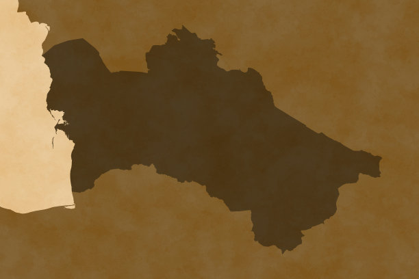 亚洲地图系列与土库曼斯坦，旧纸图片下载