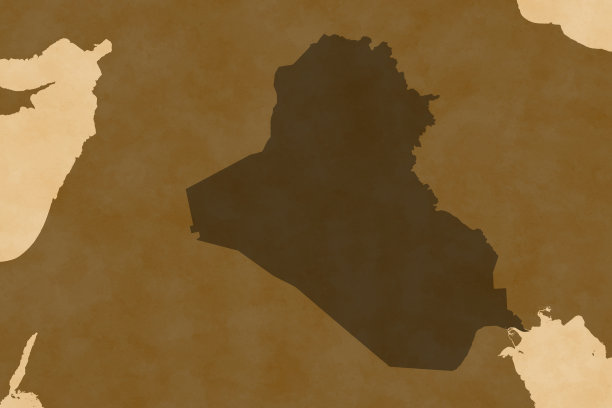 带有伊拉克的亚洲地图系列，旧纸图片下载